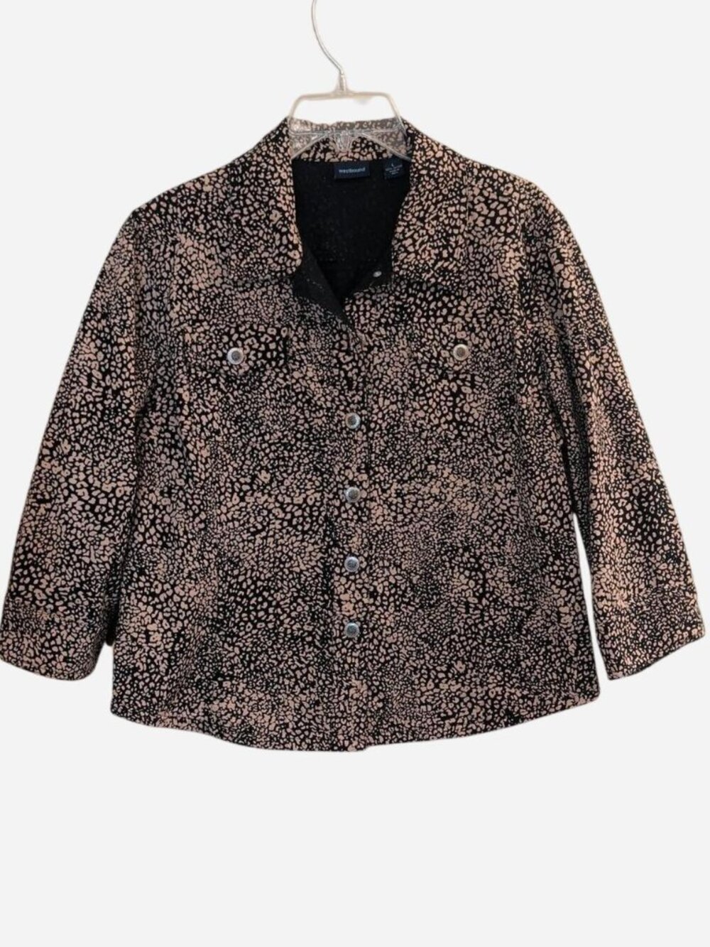 Westbound Black & Beige Speckled Button-Front Utility Jacket Size L